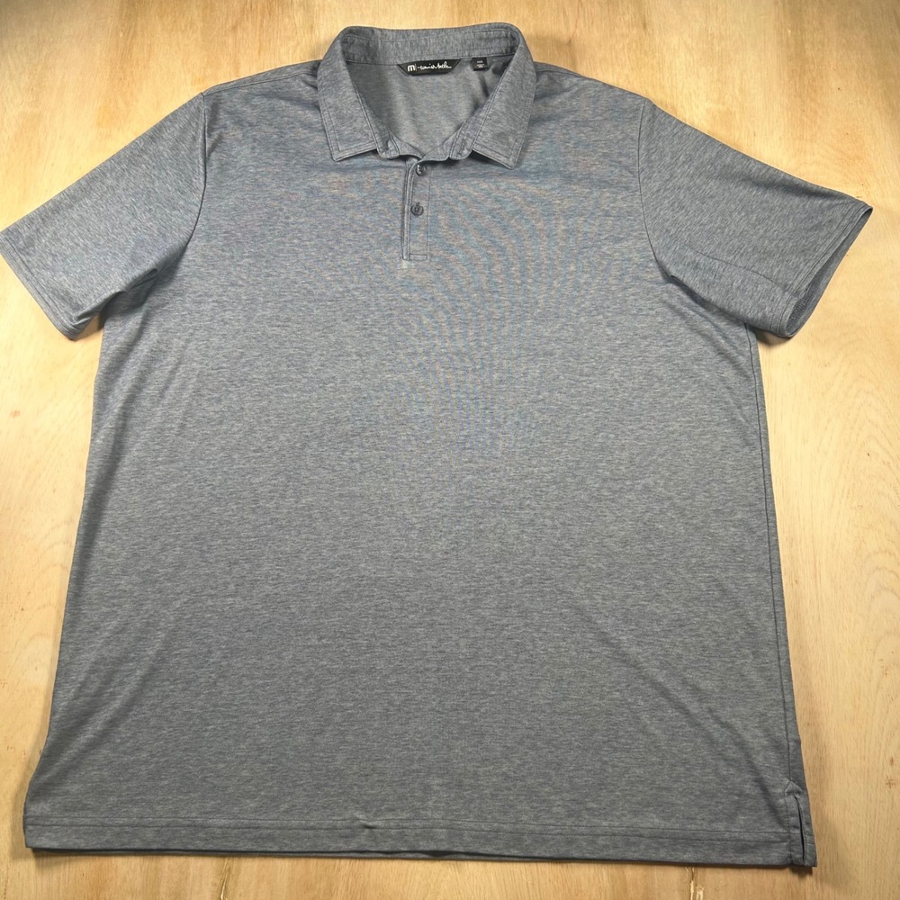 Travis Mathew Polo Shirt Mens XXXL Blue Heather Pima Cotton Blend Golf Top